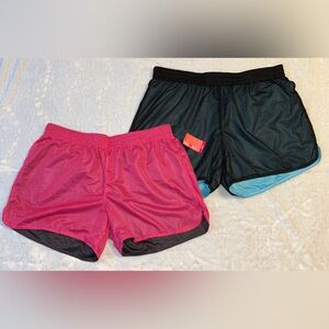 2 PAIR- Women's Athletic Shorts in Pink/blue and Black